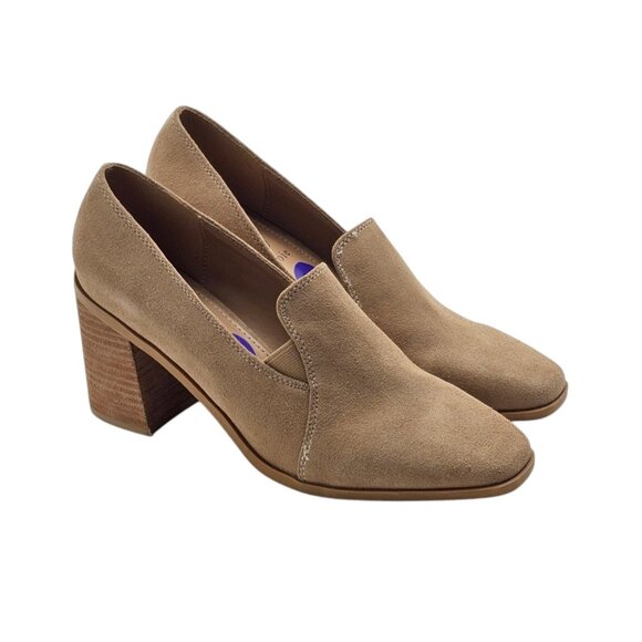 New Women's - Joie Wevenly Tan Suede Square Toe Block Heels, Size 8 1/2 - Picture 1 of 10